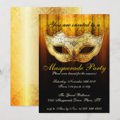 Maskerade Feestviering Fantasie Gouden Uitnodiging (Voorkant / Achterkant)