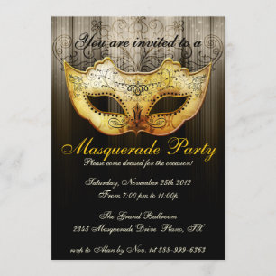 Maskerade Feestviering Fantasie Gouden Uitnodiging