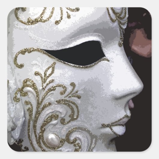 MASKERADE (GOLD) VIERKANTE STICKER (Voorkant)