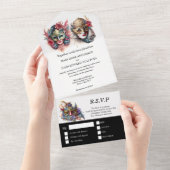 Maskerade-huwelijk | bruid bruidegom Venetiaanse m All In One Uitnodiging (Afscheurbaar)