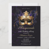 Maskerade Masker Goud Paarse Dramatische 50ste Ver Kaart (Voorkant)