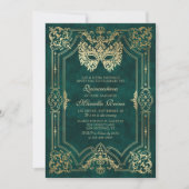 Maskerade Masker Groen Elegant Quinceanera Kaart (Voorkant)