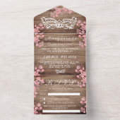 Maskerade Masker Kersenbloesem Hout Quinceanera All In One Uitnodiging (Binnen)