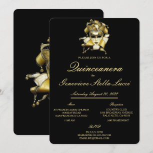 Maskerade Masker Quinceañera Party Uitnodiging