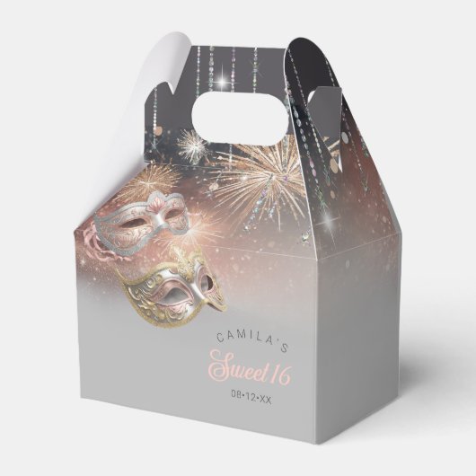 Maskerade Maskers Sweet Zestien Roos Goud ID1032 Bedankdoosjes (Voorkant Zijde)