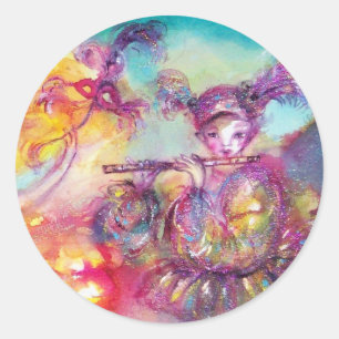 MASKERADE PARTIJ, Mardi Gras Maskers, Dance, Muzie Ronde Sticker