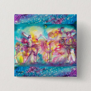 MASKERADE PARTIJ, Mardi Gras Maskers, Dance, Muzie Vierkante Button 5,1 Cm