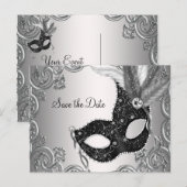 Maskerade Save The Date Aankondigingskaart (Voorkant / Achterkant)