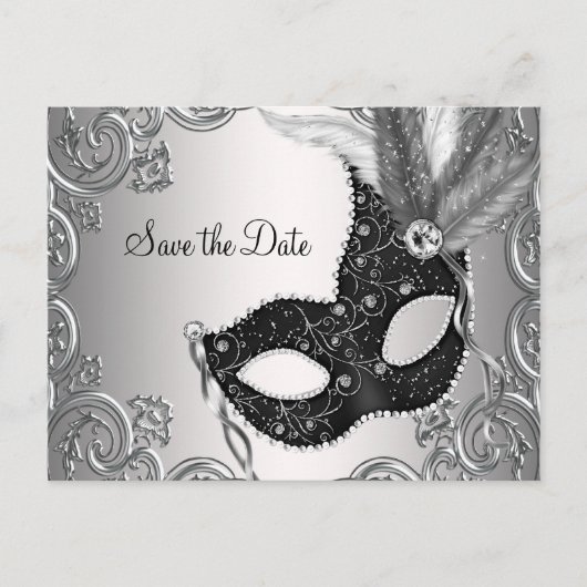 Maskerade Save The Date Aankondigingskaart (Voorkant)
