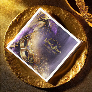 Maskerade Sweet 16 Paars Goud ID1032 Servet