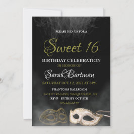Maskerade sweet 16 uitnodiging