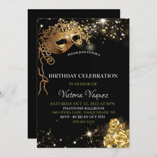 Maskerade Uitnodiging (Voorkant / Achterkant)