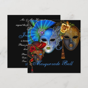 Maskeradebal Sweet Sixteen verjaardagsuitnodiging Kaart