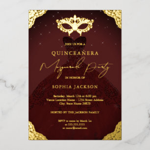 Maskeradefeest Bourgondië Jurk Quinceanera Folie Uitnodiging