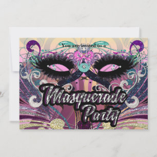 Maskeradefeest Glamour Wimpers Masker Uitnodiging