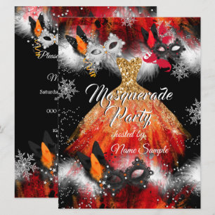 Maskeradefeest Rood Oranje Maskers Ijs Vuur Kaart