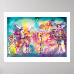 MASKERBAL, Mardi Gras-maskers, Dans, Muziek Poster