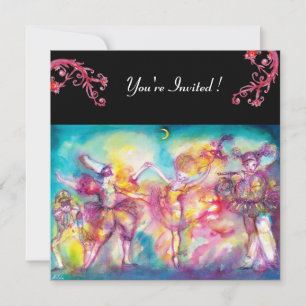 MASKERBAL, rode florale motieven Kaart