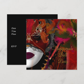 Maskerbalfeest Masker Zwart Rood Kaart