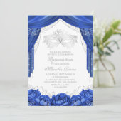 Maskermasker Royal Blue Quinceanera Kaart (Staand voorkant)