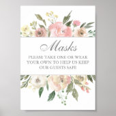 Maskers Covid Safety Elegant Floral Wedding Poster (Voorkant)