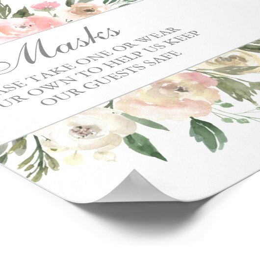 Maskers Covid Safety Elegant Floral Wedding Poster (Hoek)