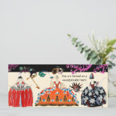 MASKERS EN ROCOCO-DAME MARDI GRAS MASKERADEPARTY KAART (Staand voorkant)