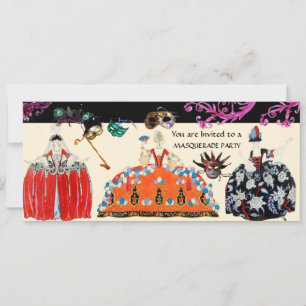 MASKERS EN ROCOCO-DAME MARDI GRAS MASKERBAL KAART