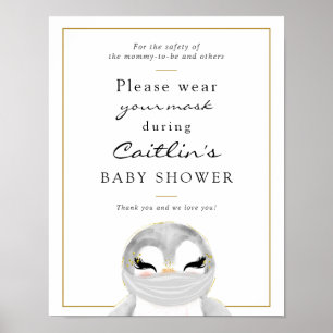 Maskers Vereist Penguin Baby shower-teken Poster