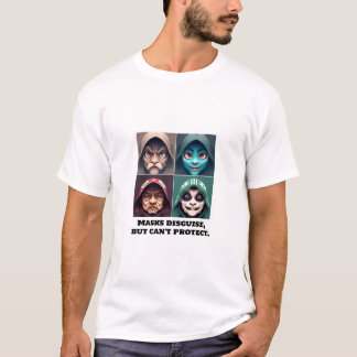 Maskers vermommen, maar kunnen niet beschermen. t-shirt