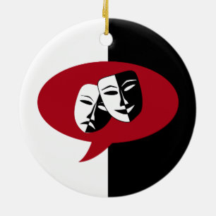 Maskers voor komedie en tragedie keramisch ornament