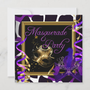 Maskers voor Masqueradefeest Wild Goud Paars Kaart