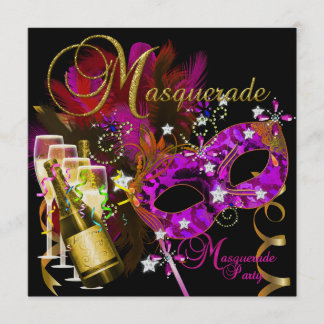 Maskers voor Masqueradefeest Zwart Goud Roze Kaart