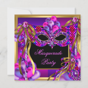 Maskers voor verkleedfeest Roze Paars Turquoise Bl Kaart