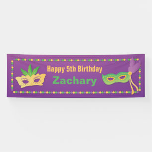 Masksers en kralen Mardi Gras verjaardagsfeest ban Spandoek