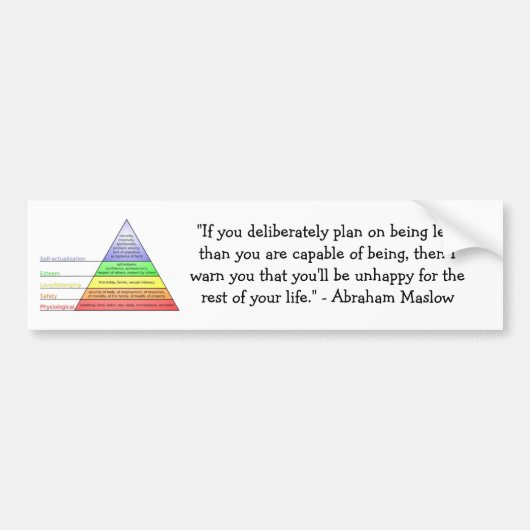 Maslow's hiërarchie van behoeften bumpersticker (Voorkant)