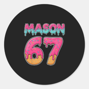 Mason 67 Grappig Ijs Six Seven Meme Mannen Vrouwen Ronde Sticker