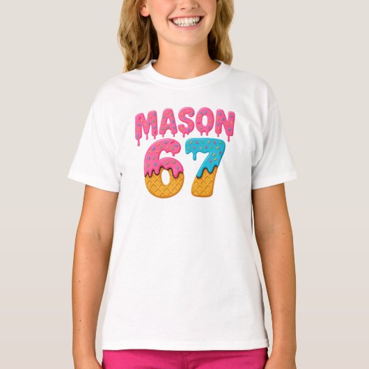 Mason 67 Ice Cream Meme Funny Six Seven Mason ijs T-shirt (Voorkant)