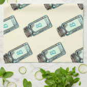  Mason Canning Jar Pattern met Monogram Theedoek (Gevouwen)