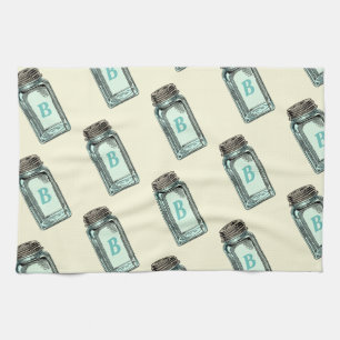 Mason Canning Jar Pattern met Monogram Theedoek