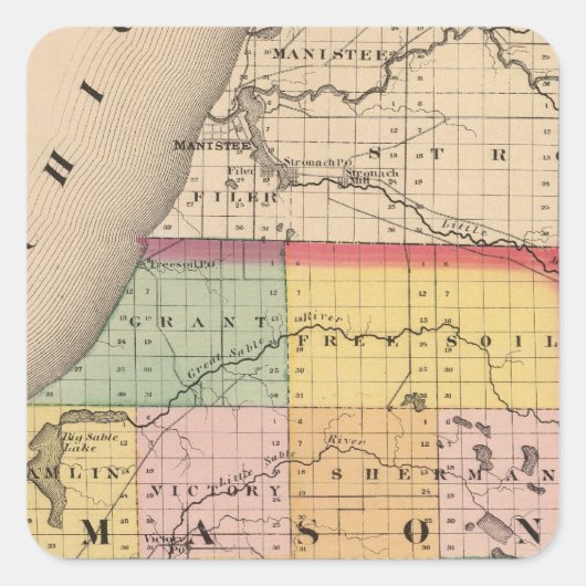 Mason County, Michigan Vierkante Sticker (Voorkant)