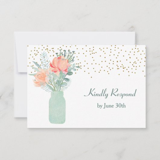 Mason en verre dépoli Mariage Jar RSVP (Devant)