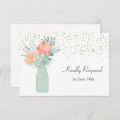 Mason en verre dépoli Mariage Jar RSVP (Devant / Derrière)