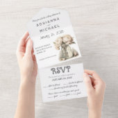 Mason Floral Beige tout en un Faire-part de mariag (Déchirure)