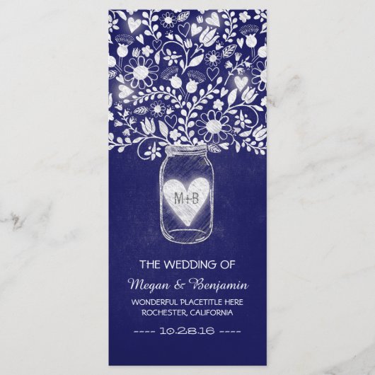 mason floral jar royal bleu mariage programmes (Devant)