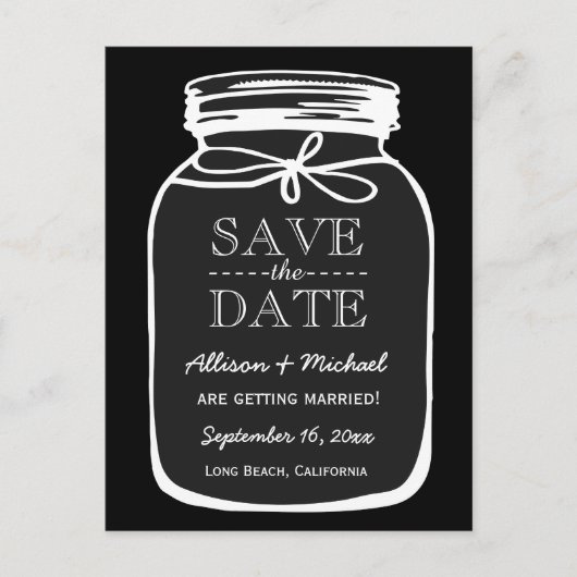 Mason Jar Aangepaste kleur Save the Date Wedding A Aankondigingskaart (Voorkant)