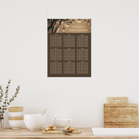 Mason Jar allume le tableau de sièges Mariage rust (Cuisine)