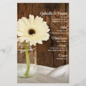 Mason Jar and White Daisy Country Wedding Menu (Voorkant)