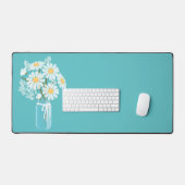 Mason Jar aux marguerites blanches sur Turquoise (Clavier et souris)