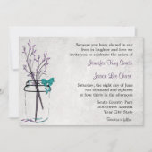 Mason Jar avec des branches violettes Invitations (Devant)